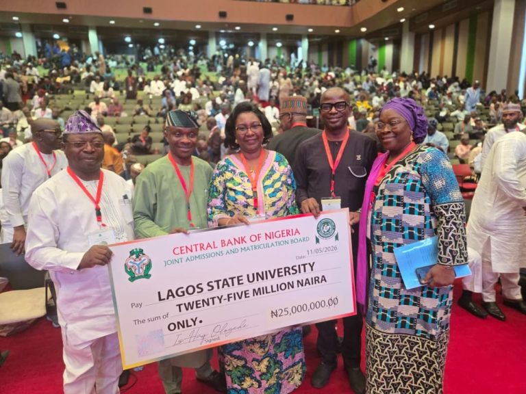 LASU WINS ₦25 MILLION JAMB NATIONAL ADMISSIONS PERFORMANCE AWARD